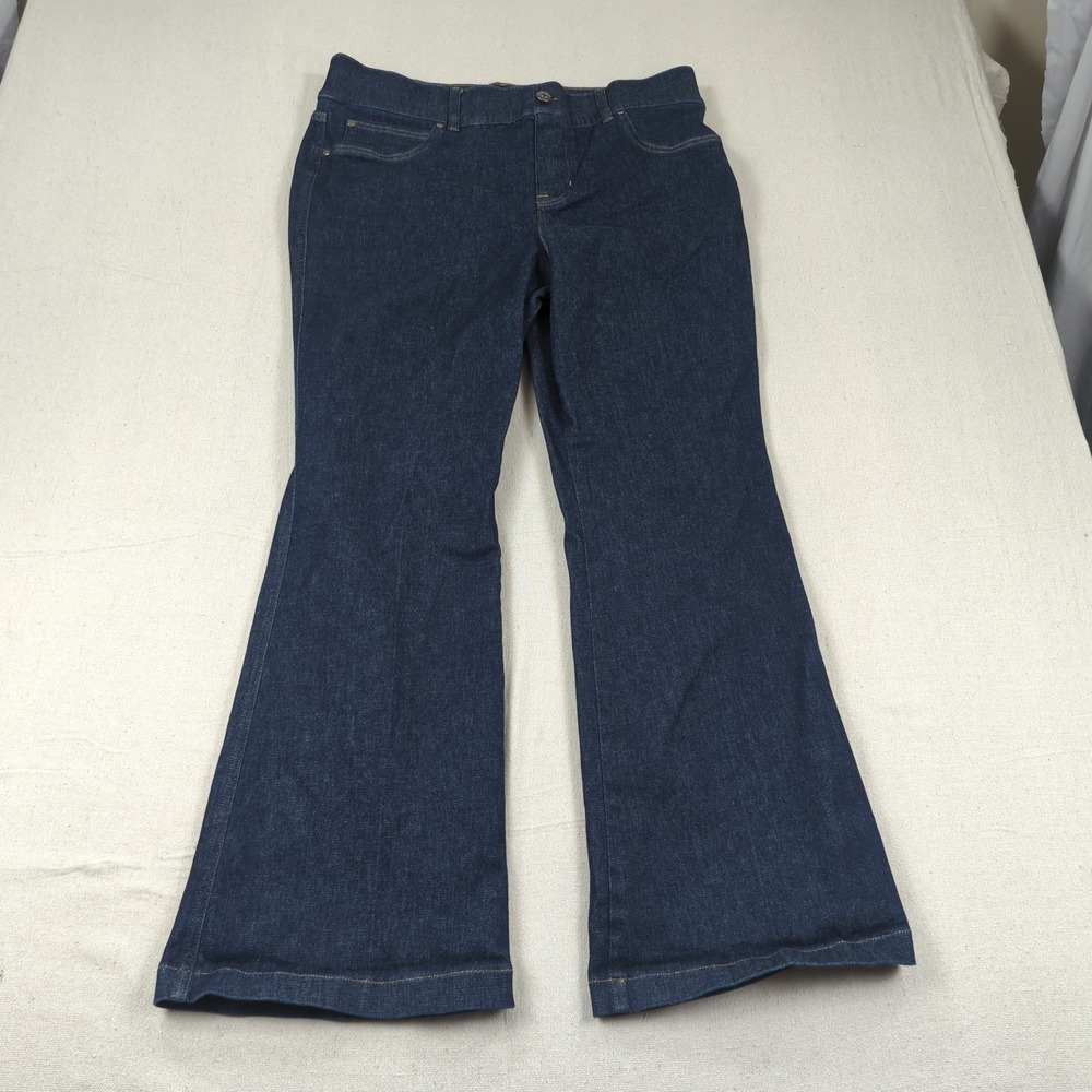 Spanx Jeans Womens 1X Blue Everywear Flare Pull On Stretch Dark Wash